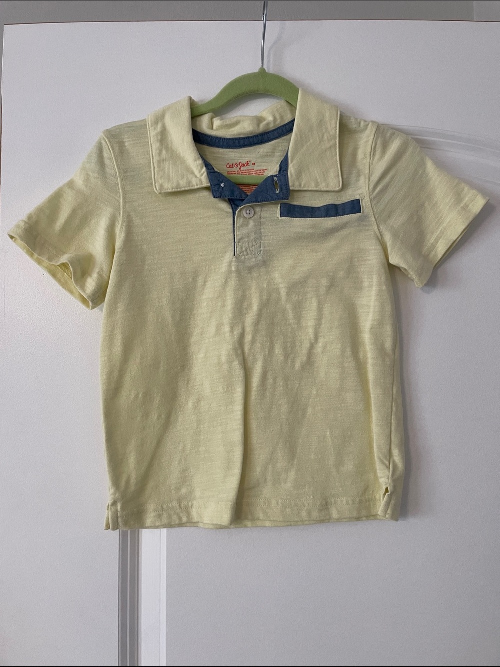 Cat & Jack Pale Yellow Polo with Blue Trim - Kids